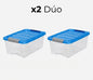 Kit Dúo Visión Total 2 Cajas 12.2L Transparentes con Broches de Seguridad Firmes para Hogar Organizado y Paz Mental