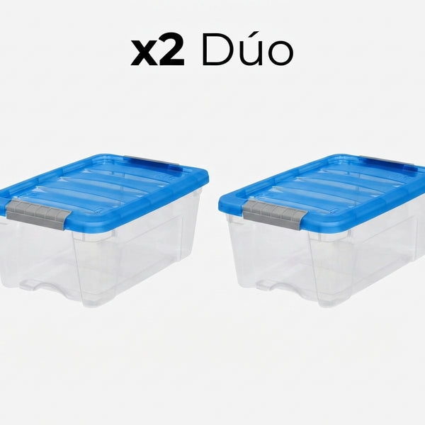 Kit Dúo Visión Total 2 Cajas 12.2L Transparentes con Broches de Seguridad Firmes para Hogar Organizado y Paz Mental