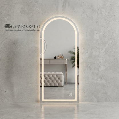 Espejo de Cuerpo Completo Arqueado con Luz LED 180 cm | Espejo Decorativo Táctil