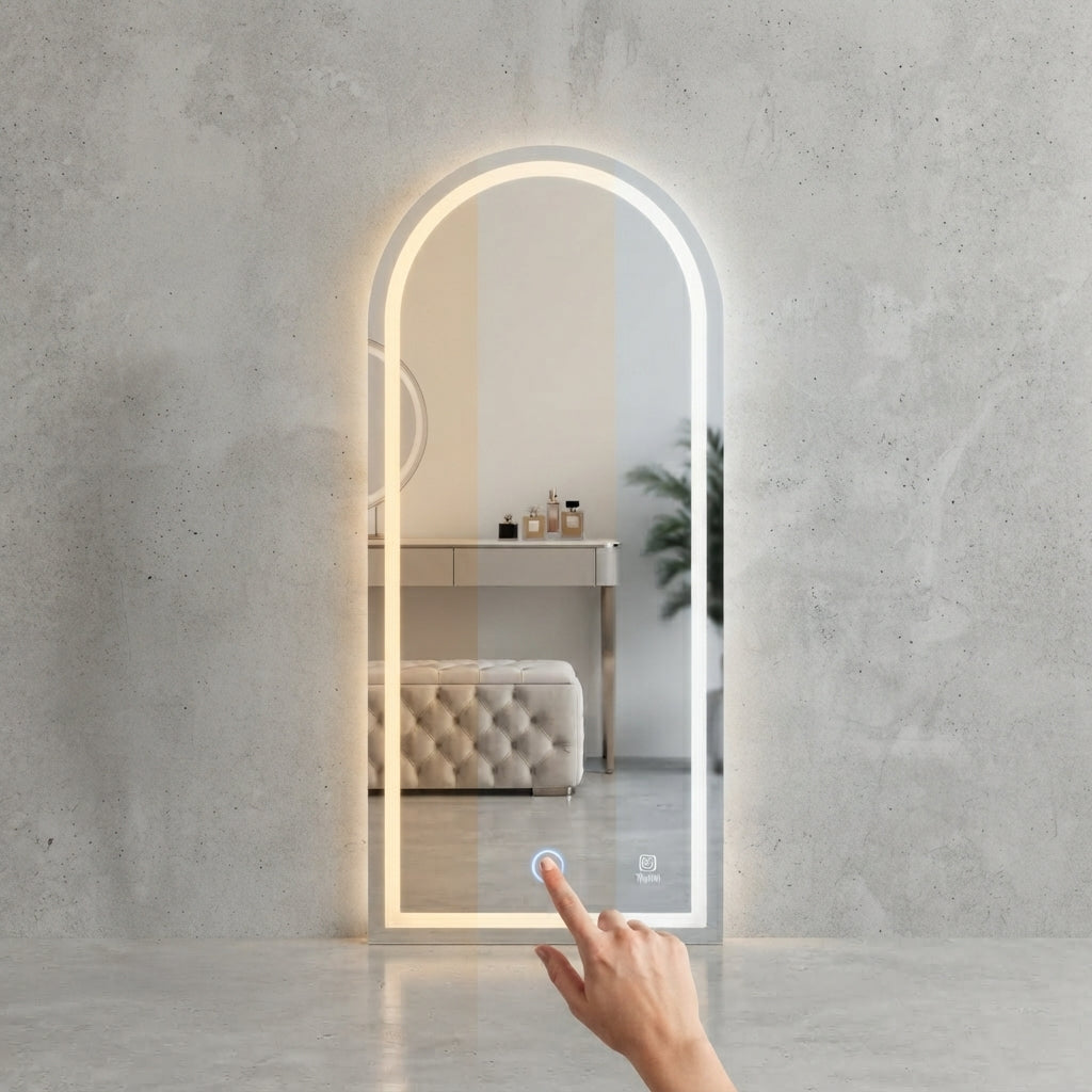Espejo de Cuerpo Completo Arqueado con Luz LED 180 cm | Espejo Decorativo Táctil