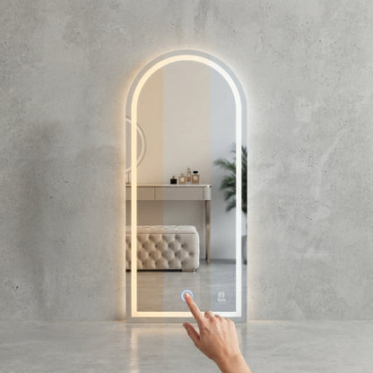 Espejo de Cuerpo Completo Arqueado con Luz LED 180 cm | Espejo Decorativo Táctil