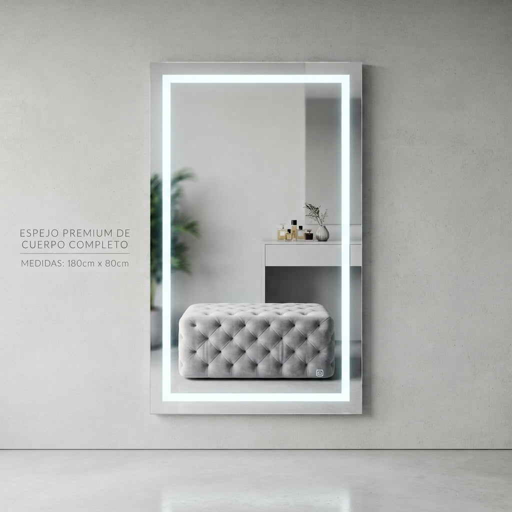 Espejo de Cuerpo Completo con Luz LED 180x80 cm | Espejo Rectangular Tactil