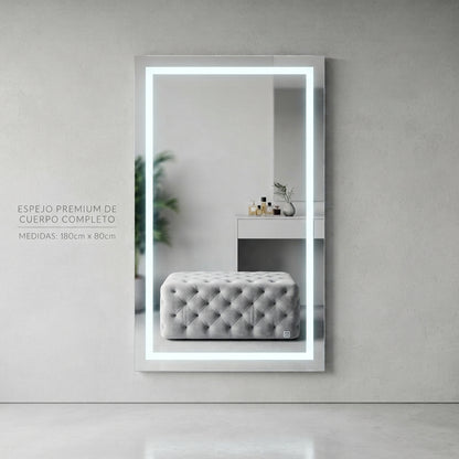 Espejo de Cuerpo Completo con Luz LED 180x80 cm | Espejo Rectangular Tactil