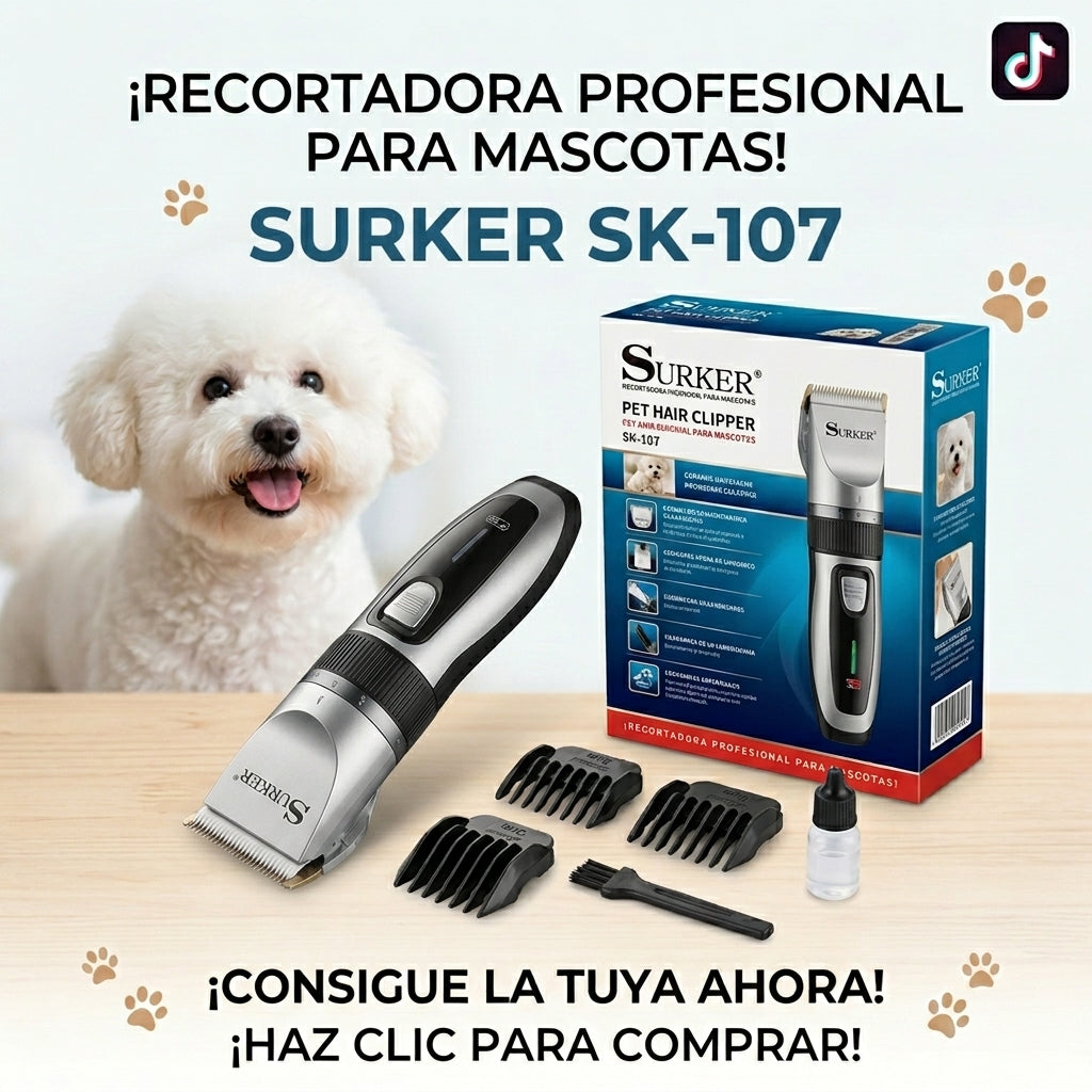 Recortadora De Pelo Para Mascotas Surker SK-107 Inalámbrica USB ️