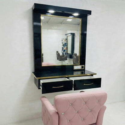 Estación de Belleza de Lujo "Glamour Gold" – Tocador Profesional con Iluminación LED y Cajoneras Reforzadas