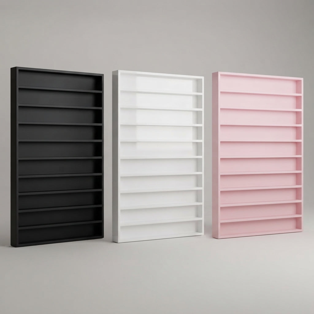 Esmaltero Organizador de Pared para Uñas 90x80 cm | Anaquel Flotante para Esmaltes de 10 Niveles PREMIUM
