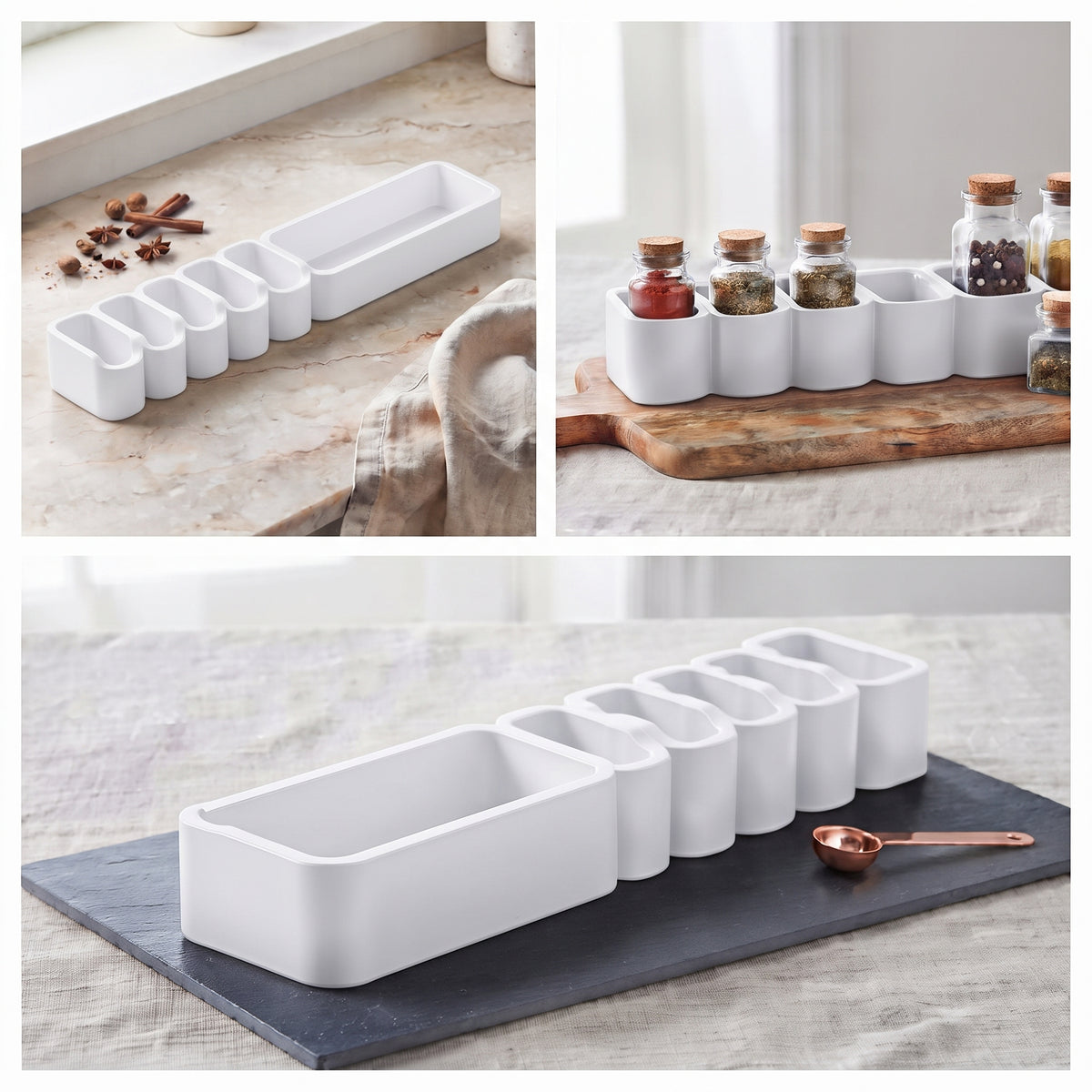Organizador de Especias para Cocina de Plástico Multiusos (24.7 x 5.3 x 7.8 cm)