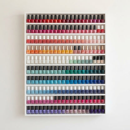 Esmaltero Organizador de Pared para Uñas 90x80 cm | Anaquel Flotante para Esmaltes de 10 Niveles PREMIUM