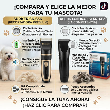 Recortadora para Mascotas Surker SK-636 | Grooming Fácil en Casa