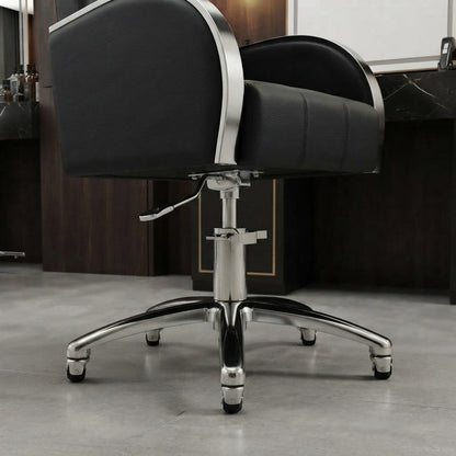 Sillón de Barbería y Estética en Vinipiel con Base Neumática y Ruedas – Comodidad y Estilo Profesional