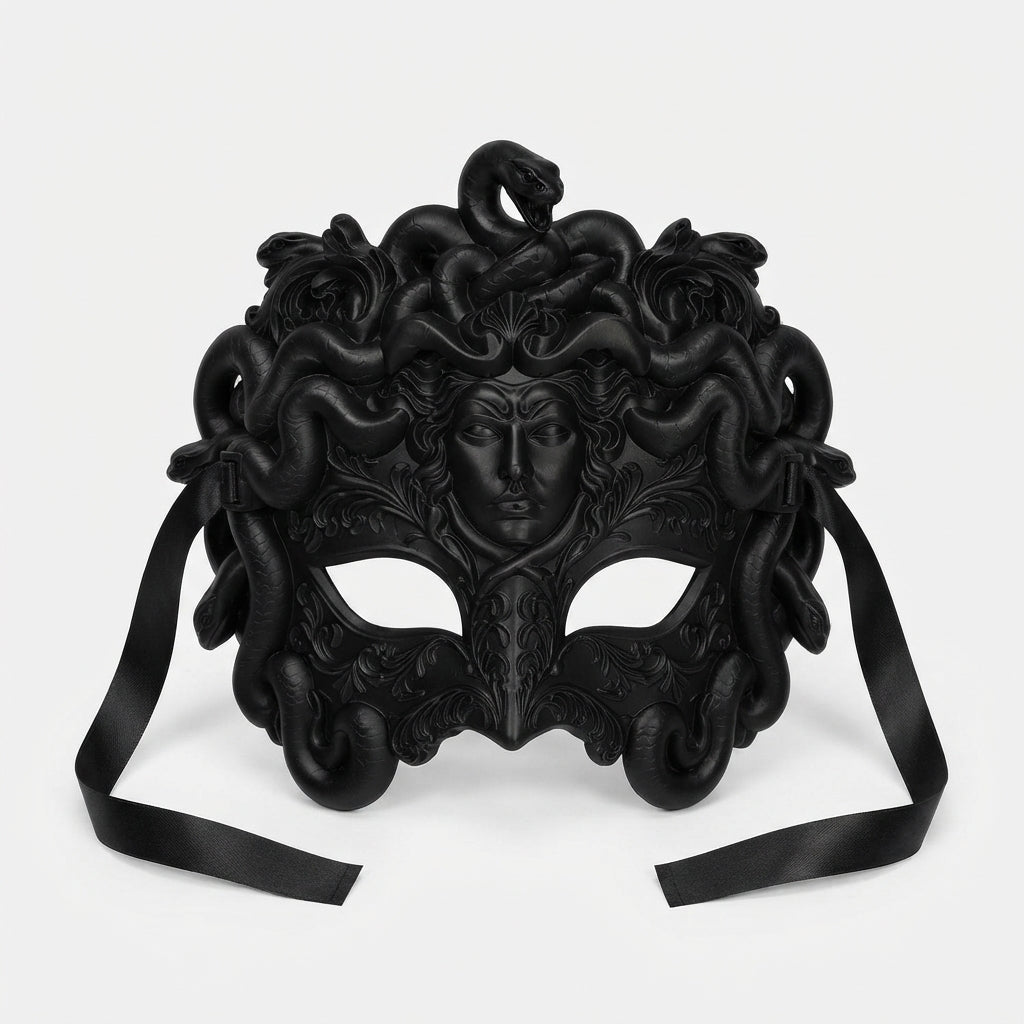 Máscara Veneciana "Medusa" en Relieve de Serpientes | Estilo Gótico y Elegante para Fiestas, Cosplay y Halloween