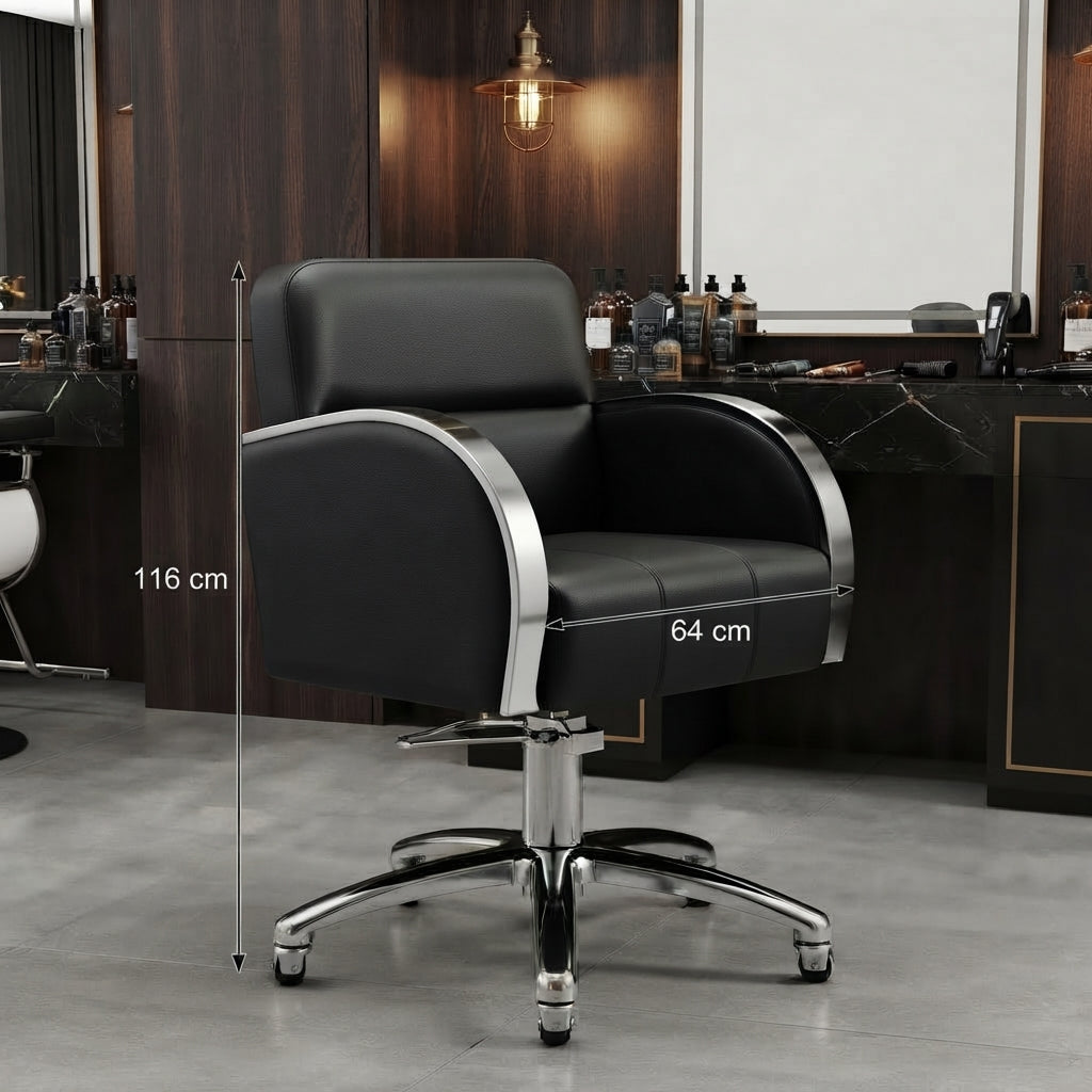 Sillón de Barbería y Estética en Vinipiel con Base Neumática y Ruedas – Comodidad y Estilo Profesional