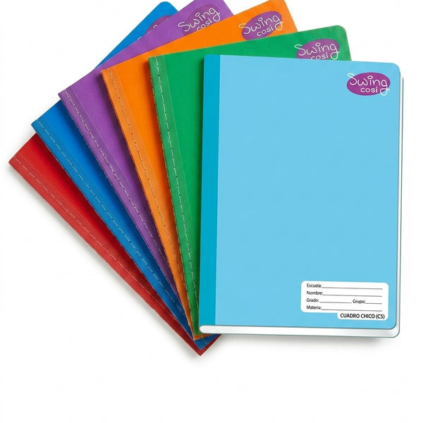 Kit 6 Cuadernos Cosidos Swing Cosi Cuadro Chico C5 - Libretas Escolares Multicolor Pasta Resistente