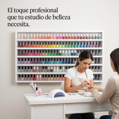 Esmaltero Organizador de Pared para Uñas 120x80 cm | Anaquel Flotante para Esmaltes de 8 Niveles PREMIUM