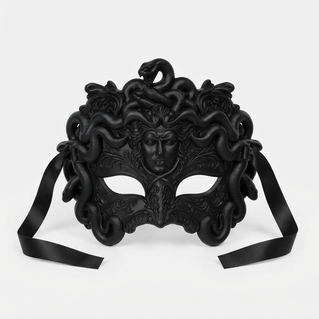 Máscara Veneciana "Medusa" en Relieve de Serpientes | Estilo Gótico y Elegante para Fiestas, Cosplay y Halloween