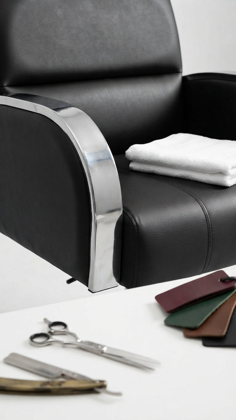 Sillón de Barbería y Estética en Vinipiel con Base Neumática y Ruedas – Comodidad y Estilo Profesional