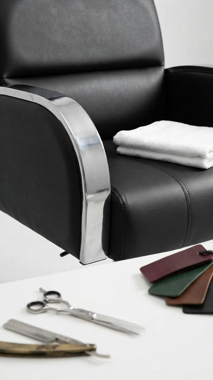 Sillón de Barbería y Estética en Vinipiel con Base Neumática y Ruedas – Comodidad y Estilo Profesional