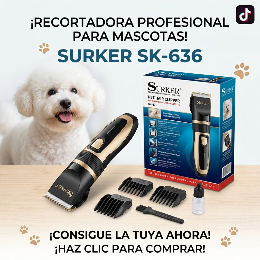 Recortadora para Mascotas Surker SK-636 | Grooming Fácil en Casa