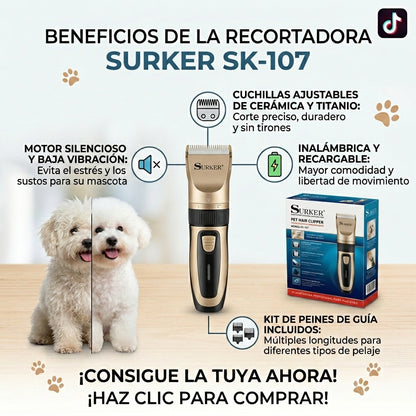 Recortadora De Pelo Para Mascotas Surker SK-107 Inalámbrica USB ️