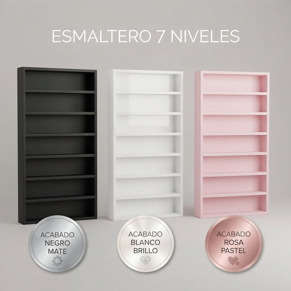 Esmaltero Organizador de Pared para Uñas 70x40 cm | Anaquel Flotante para Esmaltes de 7 Niveles