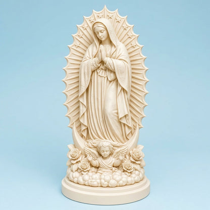 Figura Virgen de Guadalupe Acabado Mate Elegante - 24 cm (Blanca)