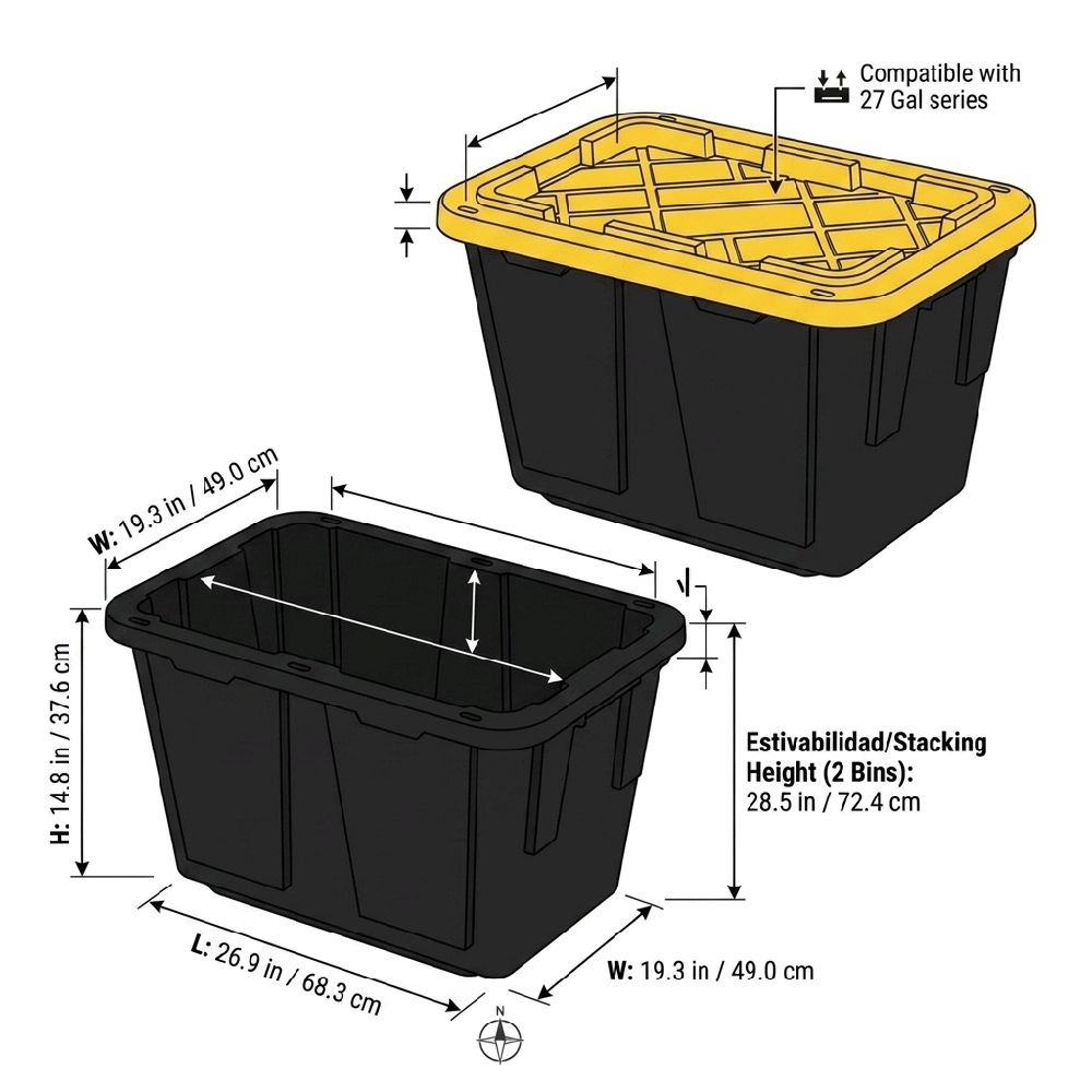 GreenMade Caja Organizadora de 45.42 Litros para Almacenamiento Eficiente y Ordenado