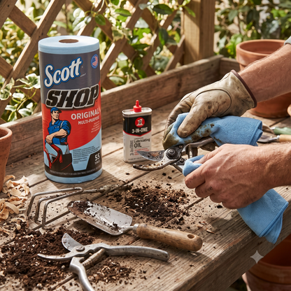 Scott Shop Towell - Paquete de 6 Rollos de Toalla Azul Multiusos Absorbente con 55 toallas c/u