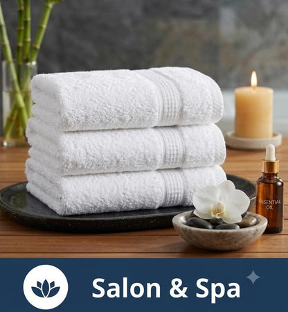 SET 3 Toallas Blancas de 76X40 cm - Ideales para Spa, Salon de belleza, Hotel, Gym, Hogar
