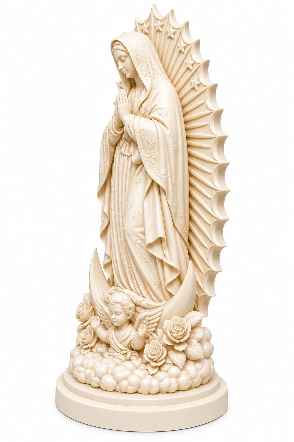 Figura Virgen de Guadalupe Acabado Mate Elegante - 24 cm (Blanca)