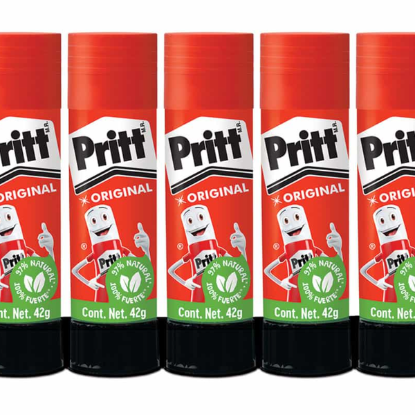 Pritt Pegamento Lápiz Adhesivo Original Tubo 42g con 5 Piezas 100% Natural y Fuerte para Uso Diario Confiable y Duradero