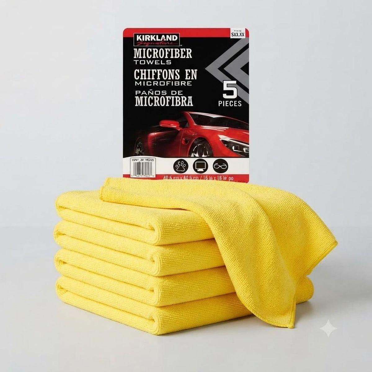 Kit de 5 Paños de Microfibra Multiusos Color AMARILLO de 40.6x40.6cm