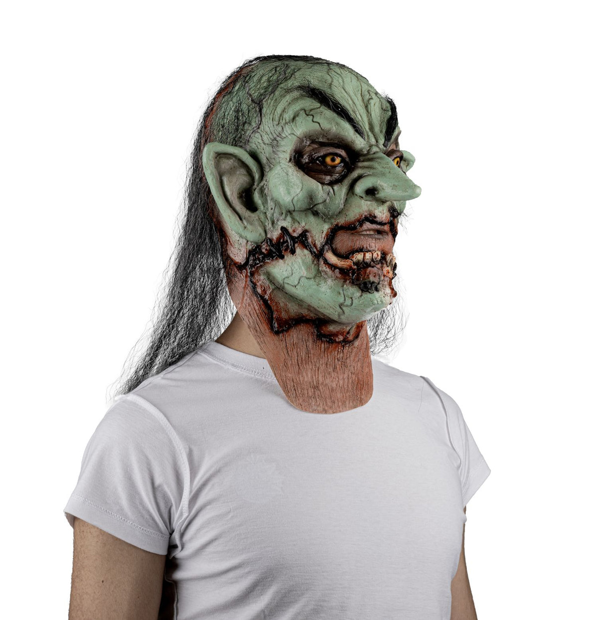 Máscara Agrietado Bruja Ghoulish - Disfraz de Látex, Kanekalon para Halloween y Día de Muertos