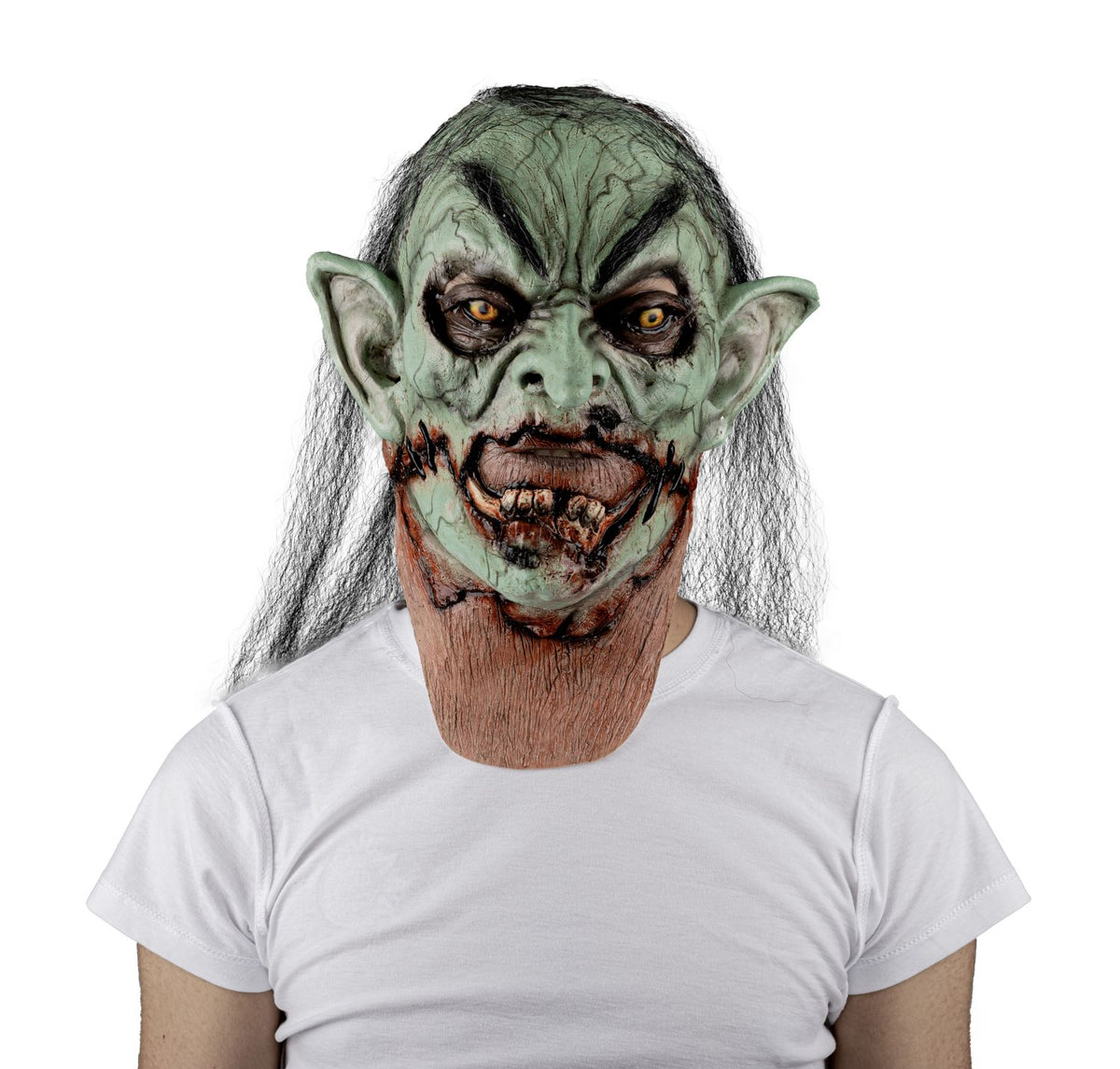 Máscara Agrietado Bruja Ghoulish - Disfraz de Látex, Kanekalon para Halloween y Día de Muertos