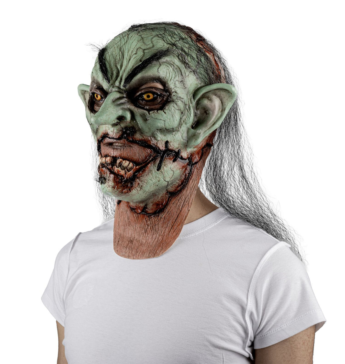 Máscara Agrietado Bruja Ghoulish - Disfraz de Látex, Kanekalon para Halloween y Día de Muertos