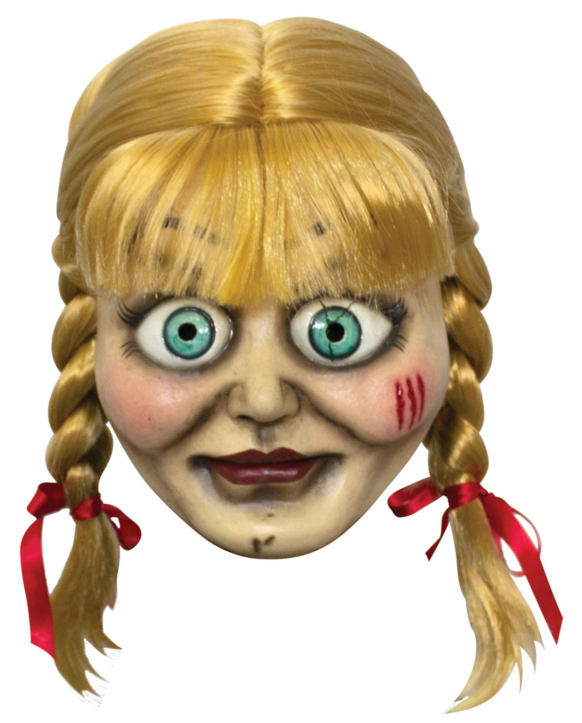 Máscara Annabelle Deluxe Máscara Pege - Disfraz de Látex, Multifilamento lacio, Listón para Halloween y Día de Muertos