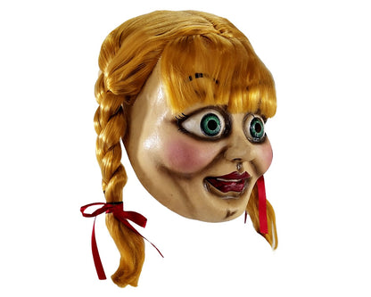 Máscara Annabelle Deluxe Máscara Pege - Disfraz de Látex, Multifilamento lacio, Listón para Halloween y Día de Muertos