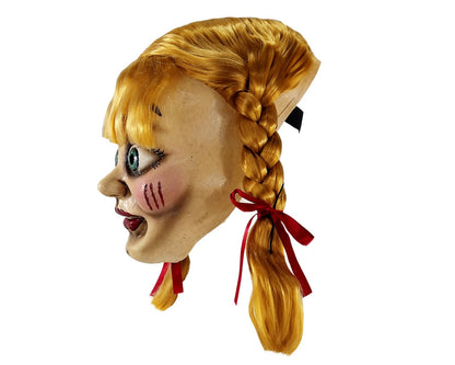 Máscara Annabelle Deluxe Máscara Pege - Disfraz de Látex, Multifilamento lacio, Listón para Halloween y Día de Muertos