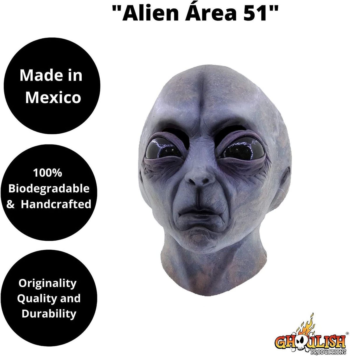 Máscara Área 51 Ghoulish - Disfraz de Látex para Halloween y Día de Muertos