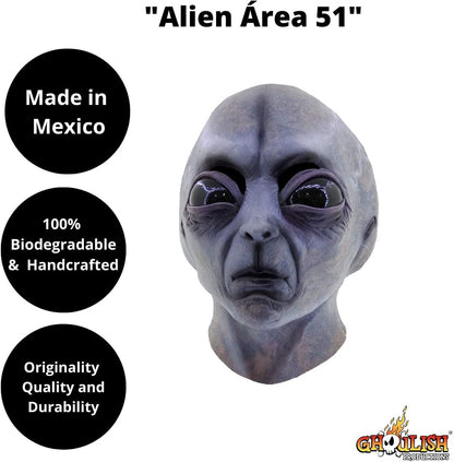 Máscara Área 51 Ghoulish - Disfraz de Látex para Halloween y Día de Muertos