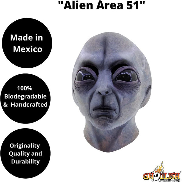 Máscara Área 51 Ghoulish - Disfraz de Látex para Halloween y Día de Muertos