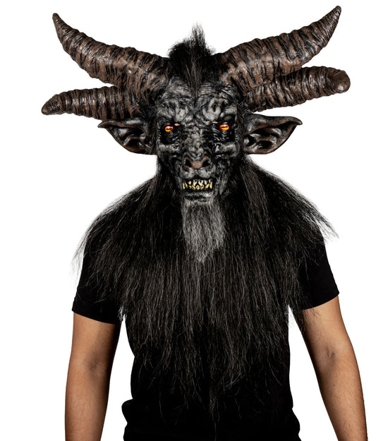 Máscara Baphomet Dios Ghoulish - Disfraz de Látex, Kanekalon para Halloween y Día de Muertos