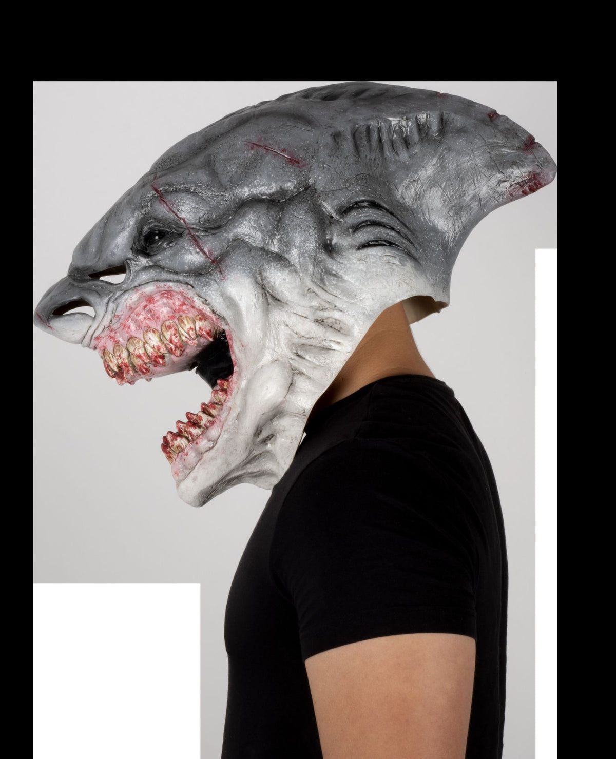 Máscara Blanco Tiburón Ghoulish - Disfraz de Látex para Halloween y Día de Muertos