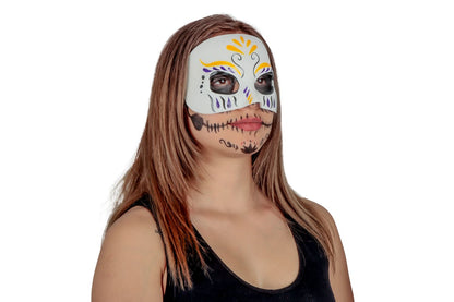 Máscara Catrina Cuitle Pege - Disfraz de Látex, 100% Poliéster para Halloween y Día de Muertos