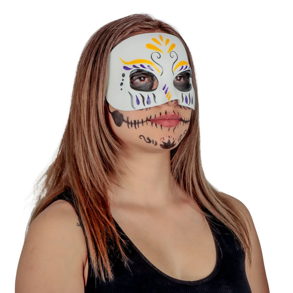 Máscara Catrina Cuitle Pege - Disfraz de Látex, 100% Poliéster para Halloween y Día de Muertos