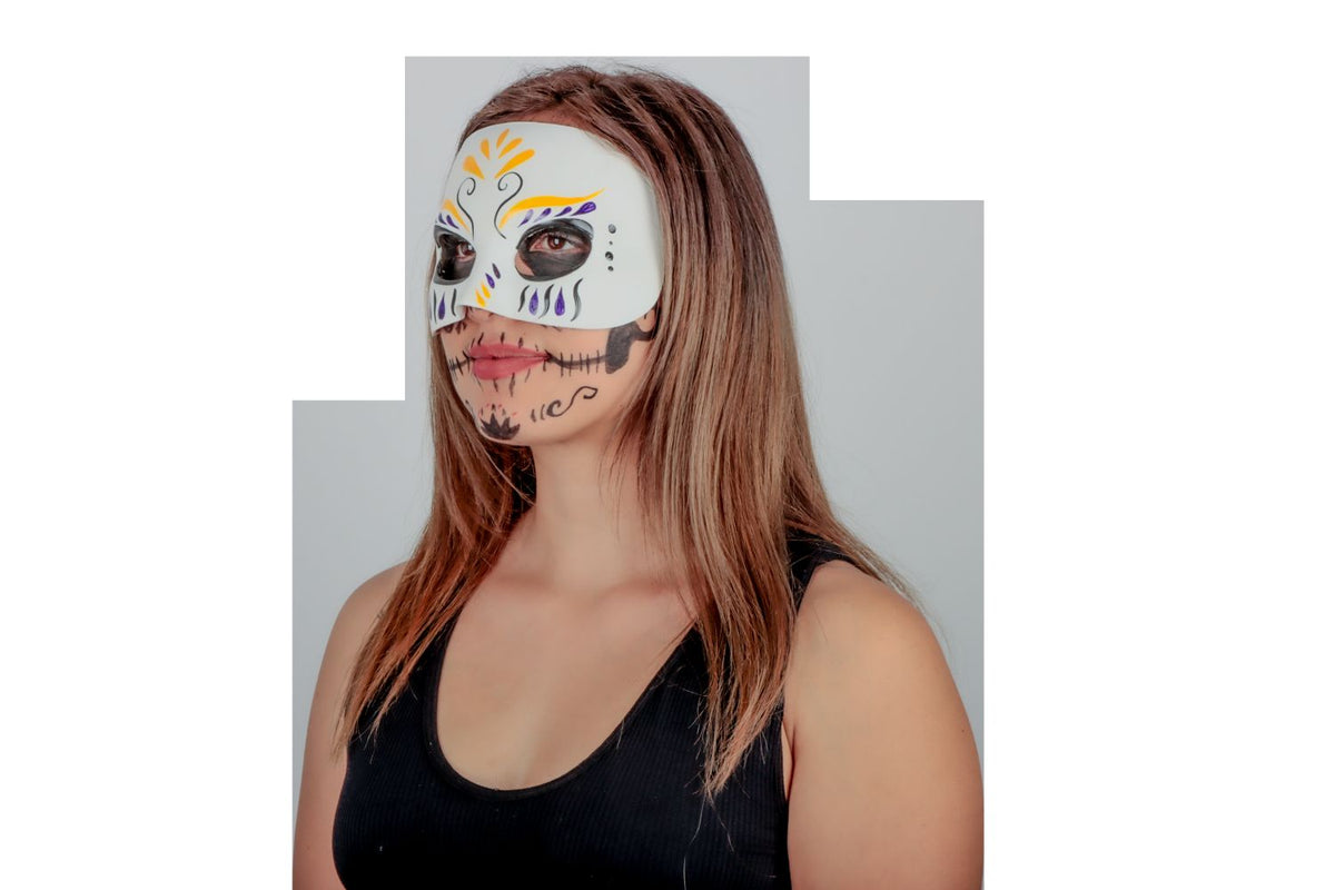 Máscara Catrina Cuitle Pege - Disfraz de Látex, 100% Poliéster para Halloween y Día de Muertos