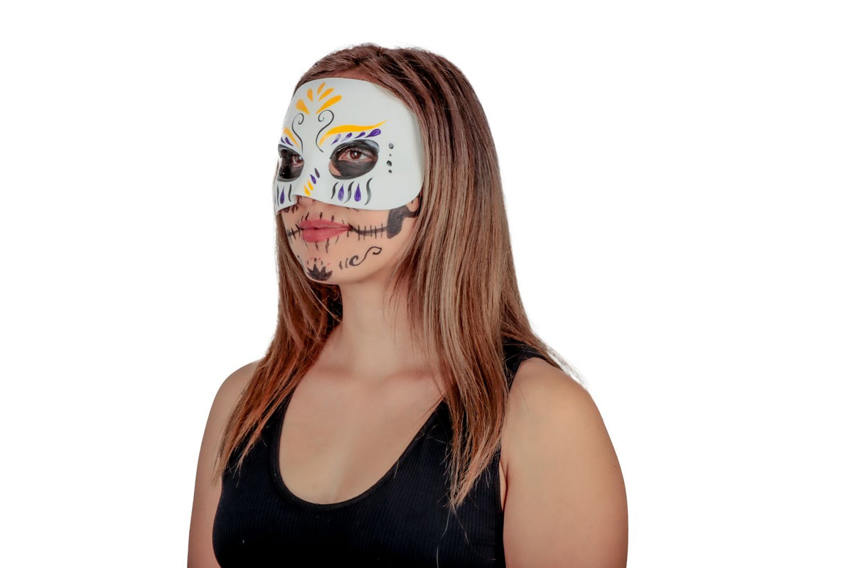 Máscara Catrina Cuitle Pege - Disfraz de Látex, 100% Poliéster para Halloween y Día de Muertos