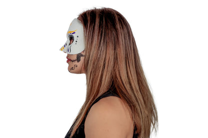 Máscara Catrina Cuitle Pege - Disfraz de Látex, 100% Poliéster para Halloween y Día de Muertos