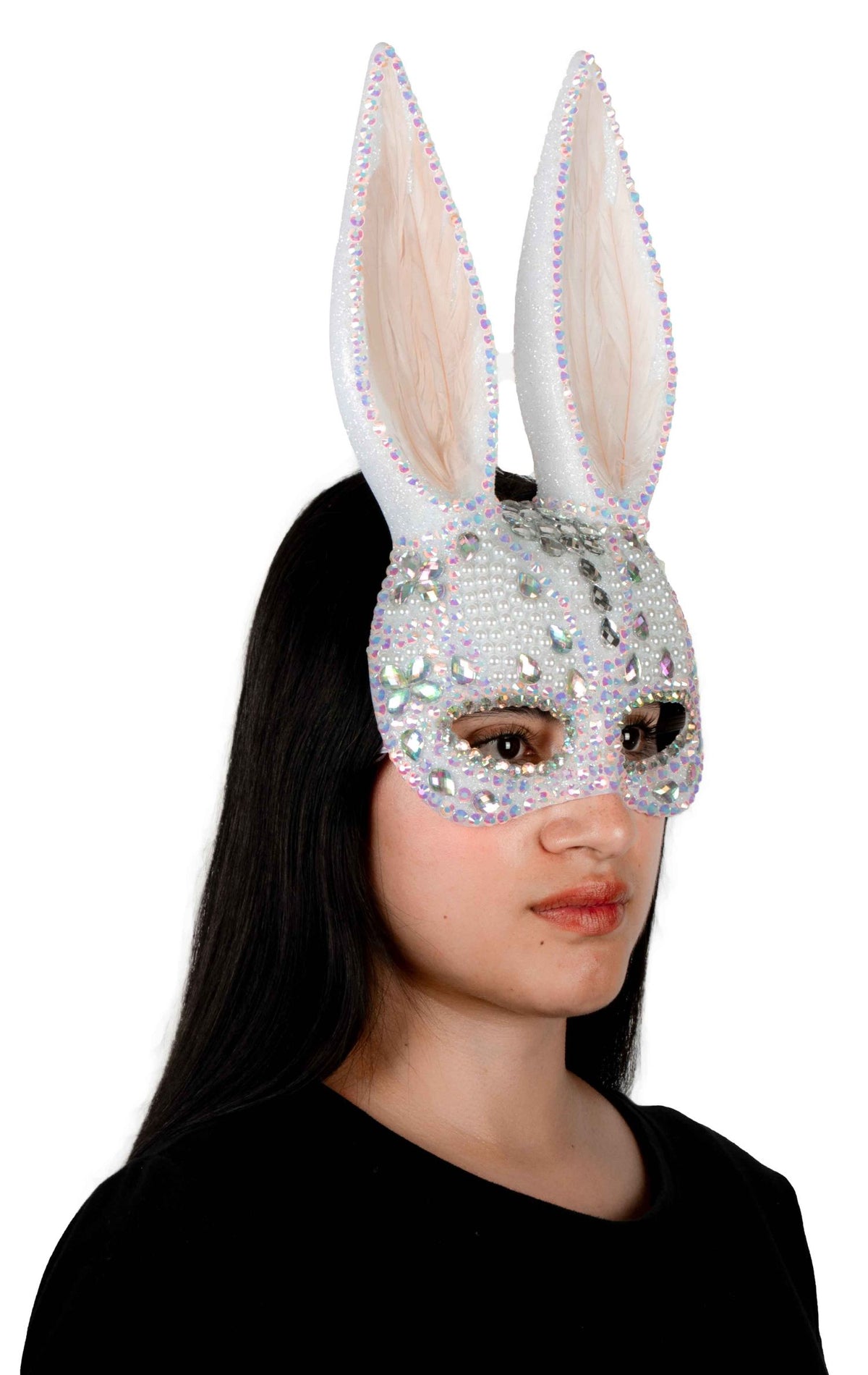 Máscara Conejo Blanco Brillante Pege - Disfraz de Plástico para Halloween y Día de Muertos