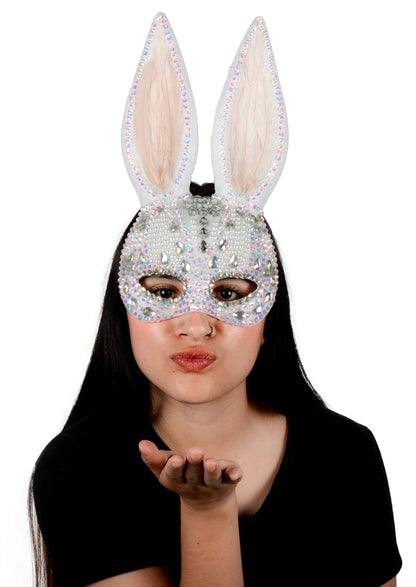 Máscara Conejo Blanco Brillante Pege - Disfraz de Plástico para Halloween y Día de Muertos