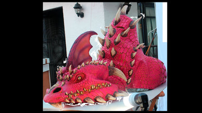Máscara Ember Rojo Dragón Ghoulish - Disfraz de Látex para Halloween y Día de Muertos